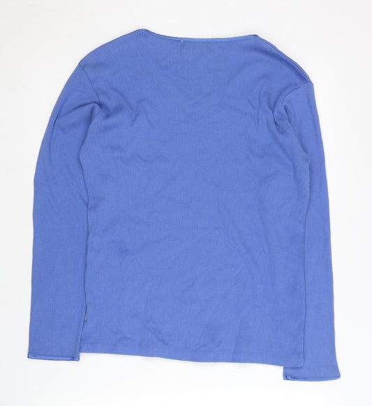 Eddie Bauer Women's Blue V-Neck Pullover Jumper M