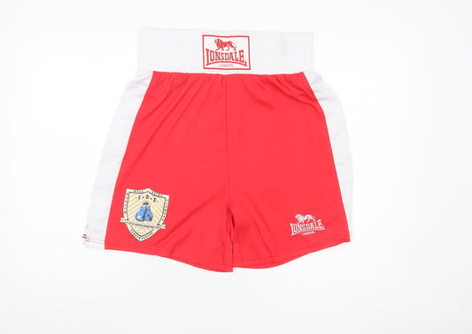 Lonsdale Men's Red XS Athletic Boxing Shorts Polyester