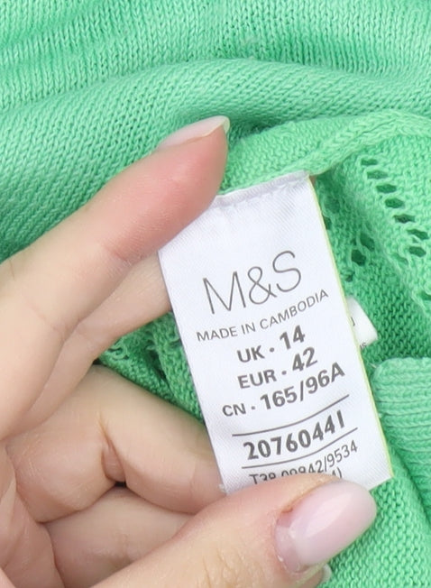 Marks and Spencer Green Pullover Jumper, Size 14