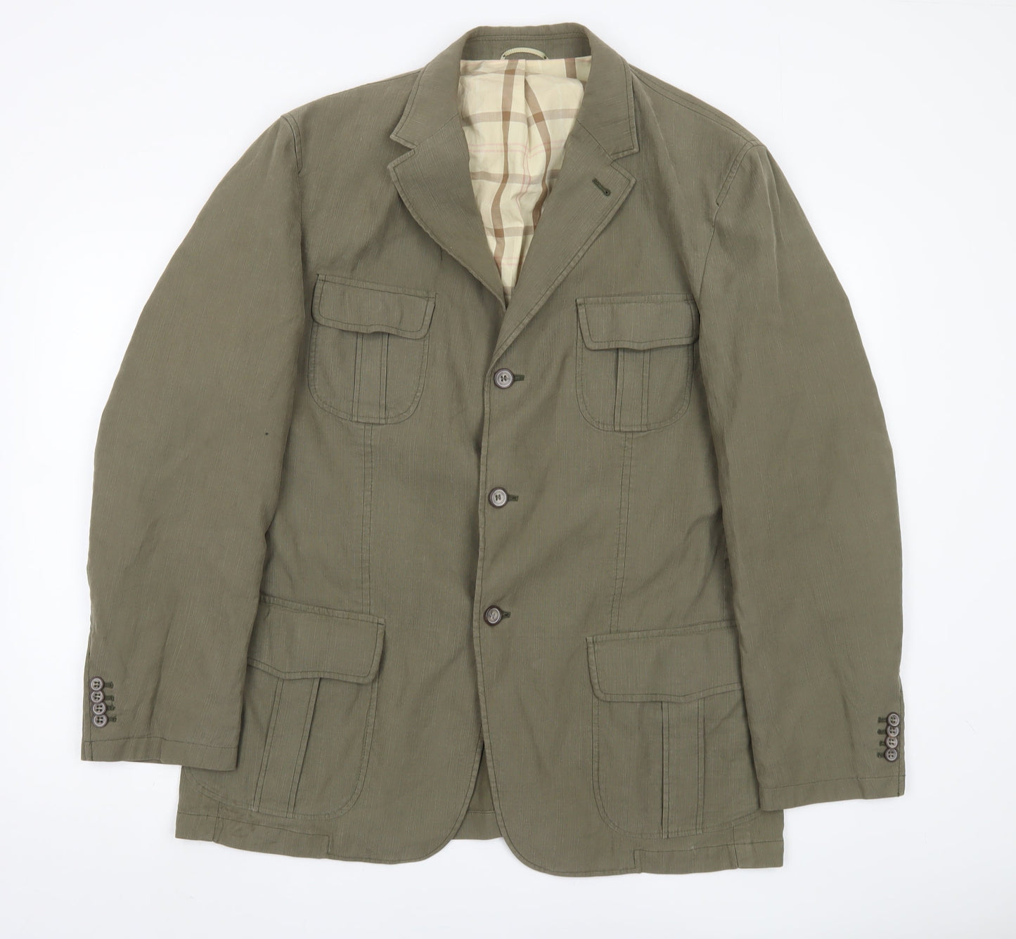 Barbour Men's Green Blazer, L, Single-Breasted