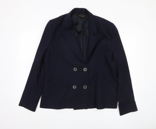 Jaeger Women's Blue Double-Breasted Blazer Size 16