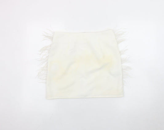 Boohoo Women's White Fringe Pencil Skirt UK 12