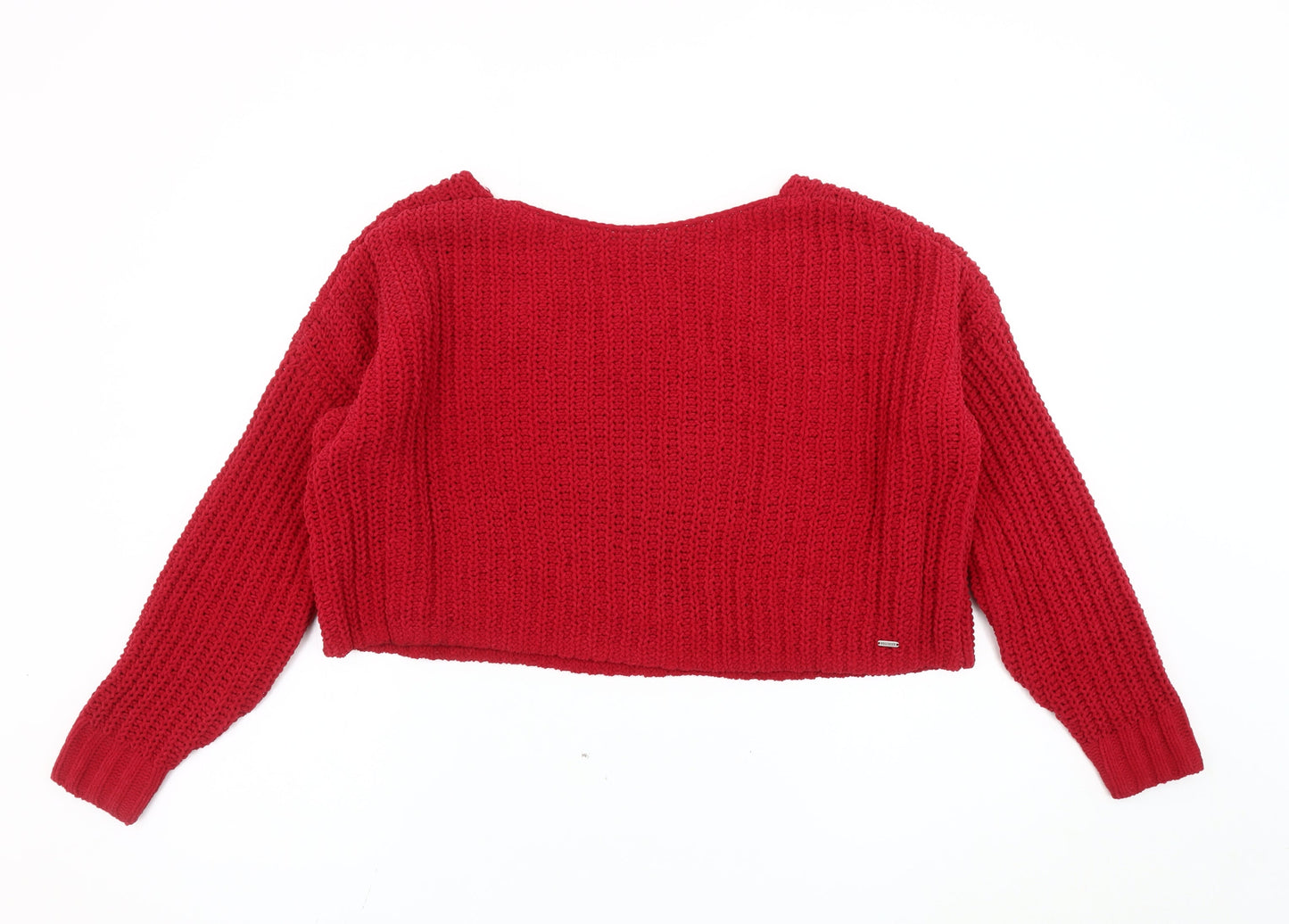 Hollister Women's Red Pullover Jumper, Size S, Chunky Knit