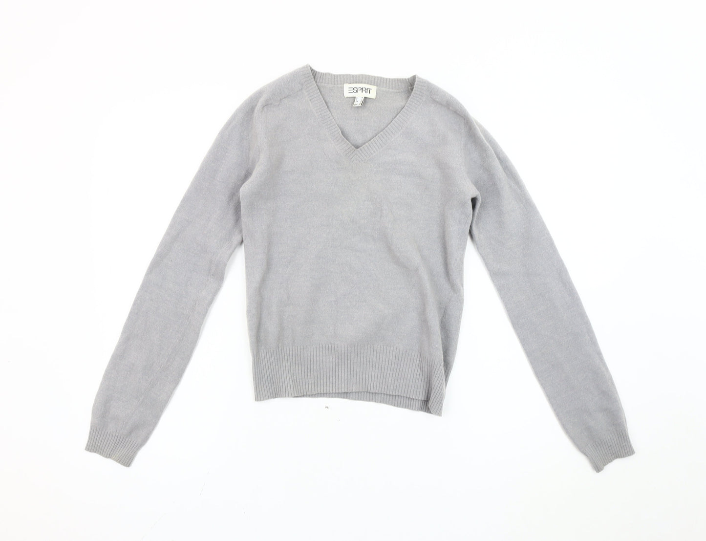 Esprit Women Grey V-Neck Pullover Jumper - M
