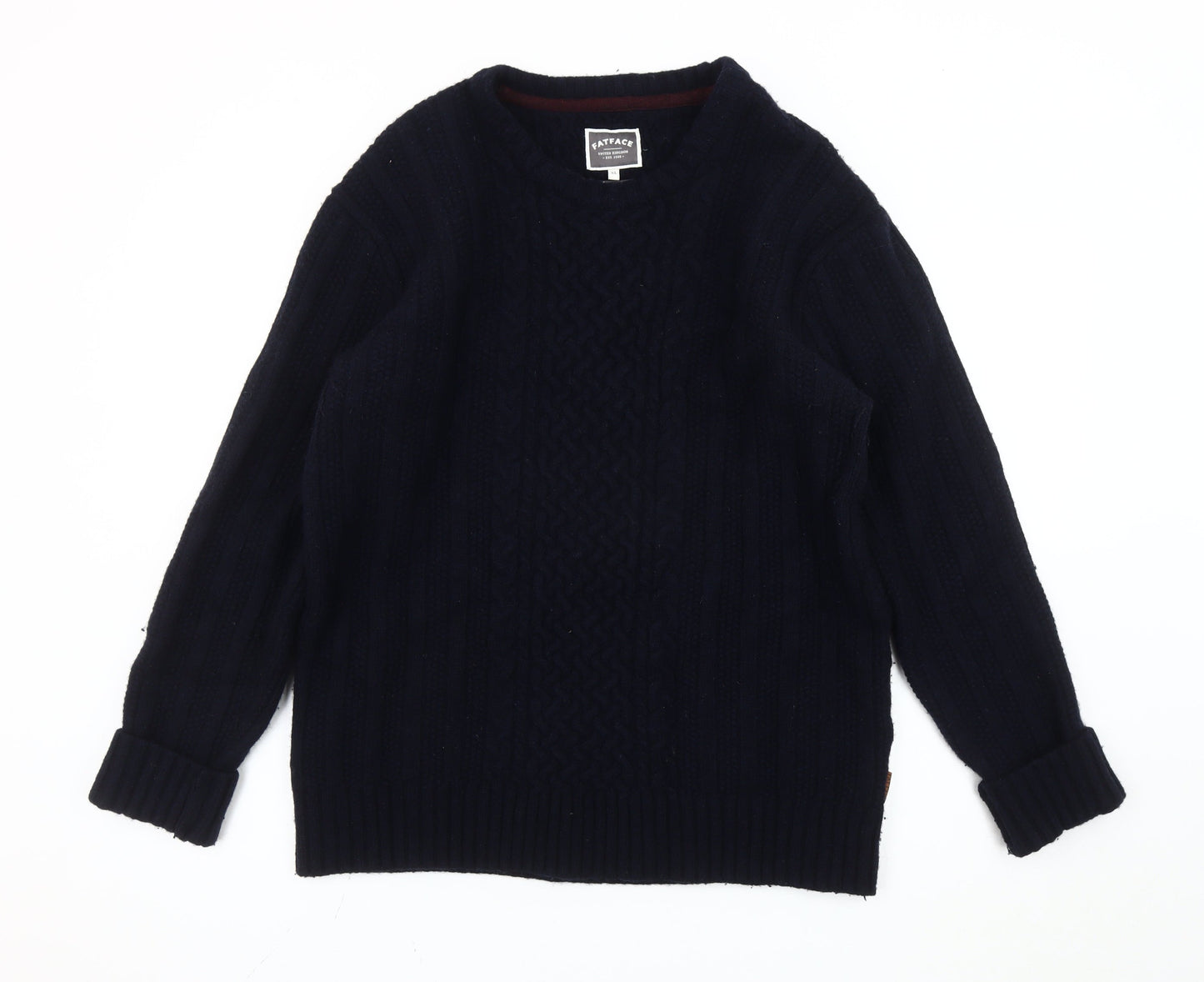 FatFace Men's Black XL Cable-Knit Wool Pullover Jumper