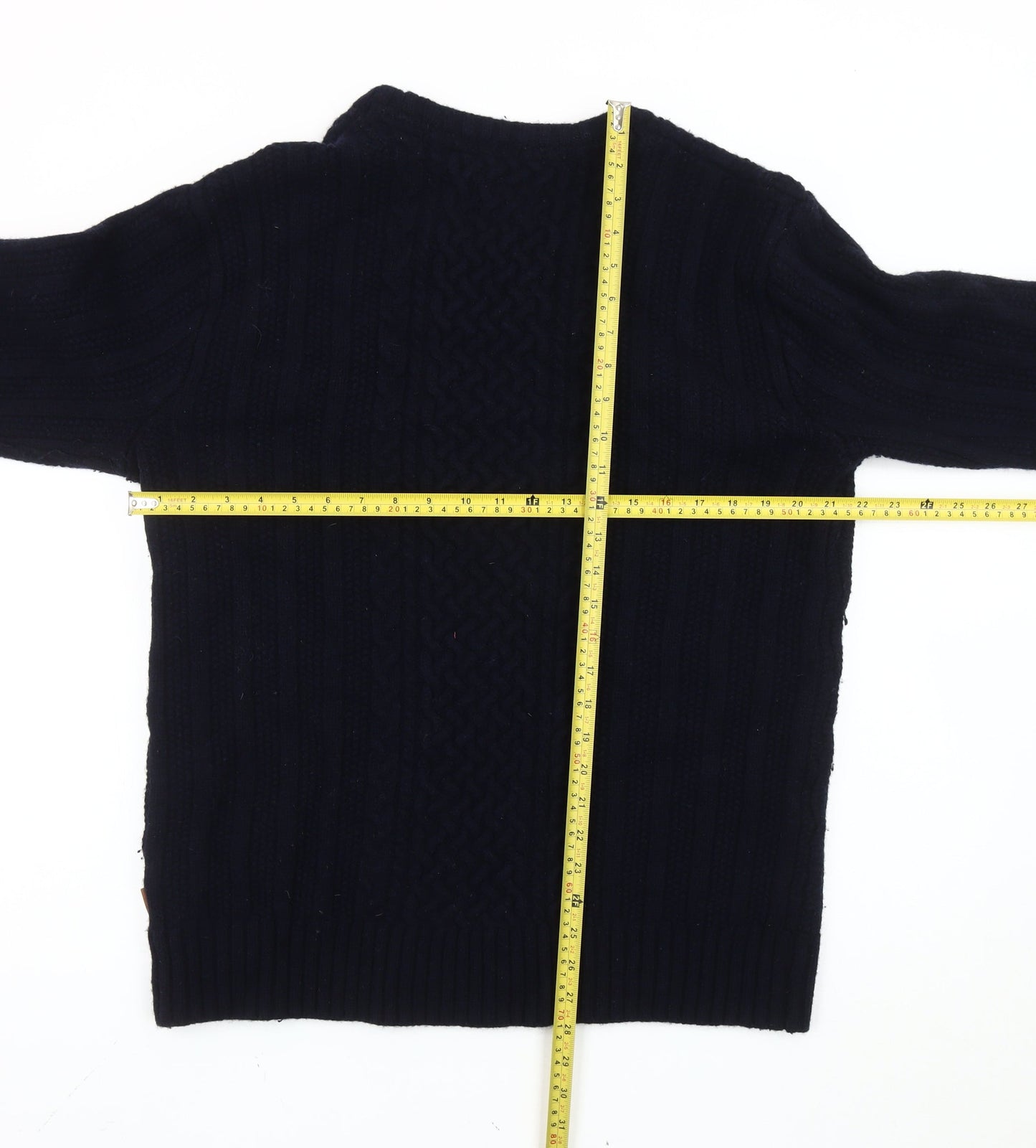 FatFace Men's Black XL Cable-Knit Wool Pullover Jumper