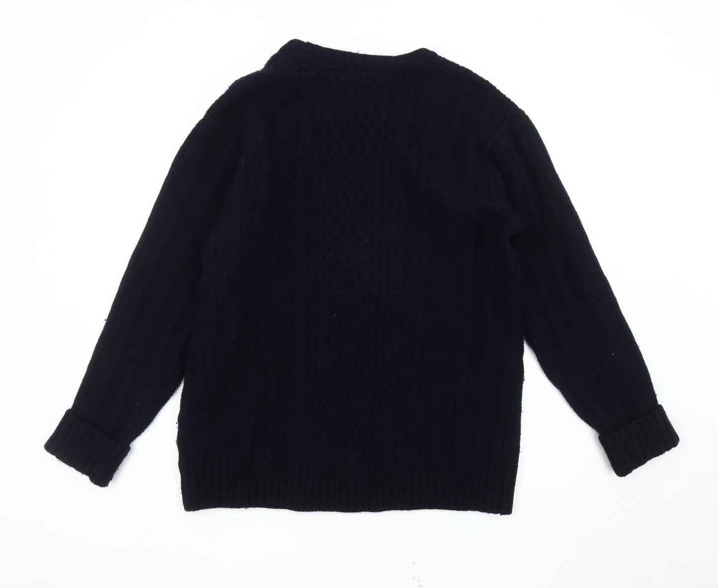 FatFace Men's Black XL Cable-Knit Wool Pullover Jumper