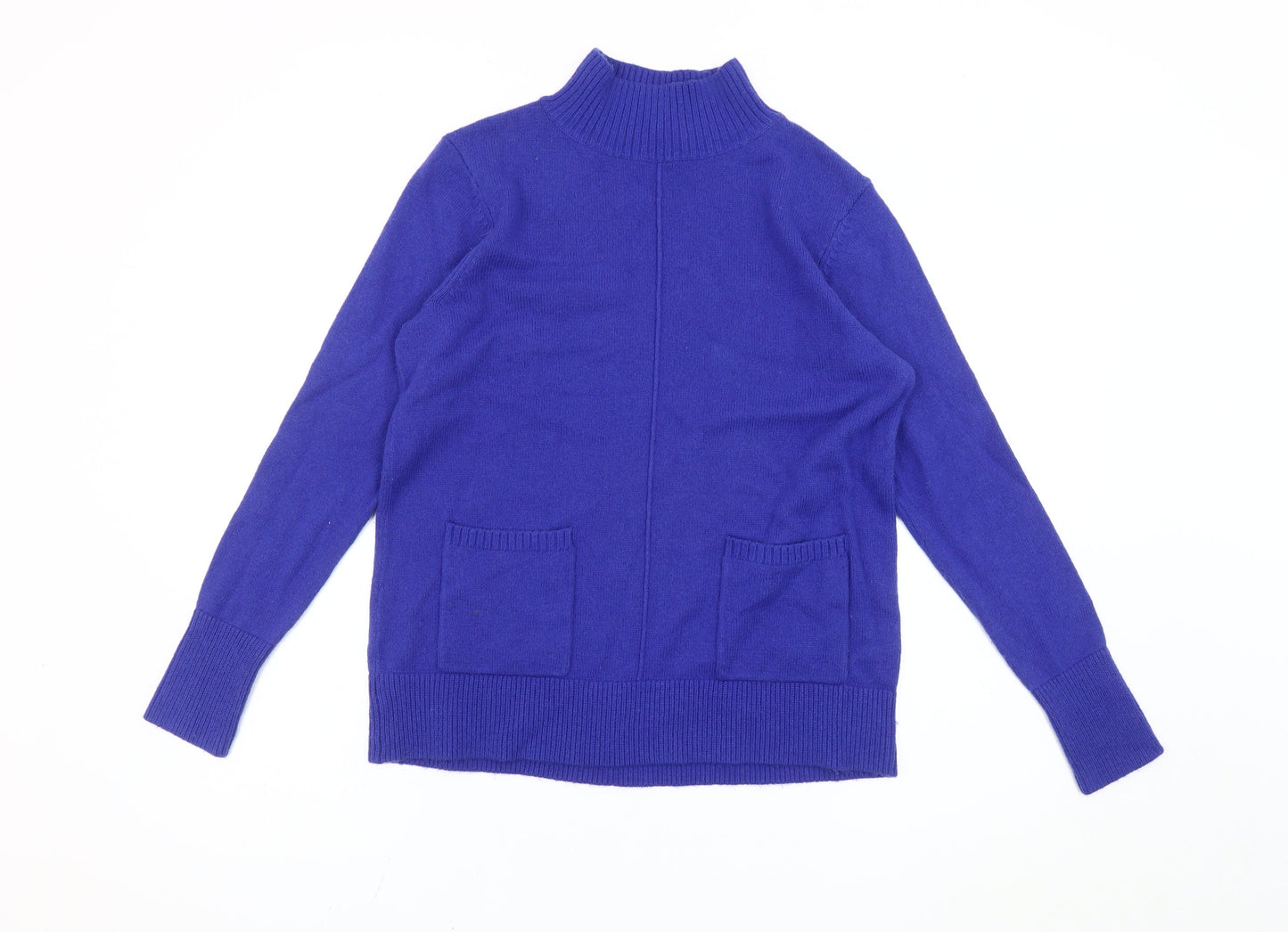 White Stuff Women's Blue Mock Neck Jumper Size 10