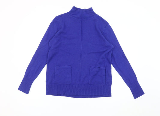 White Stuff Women's Blue Mock Neck Jumper Size 10