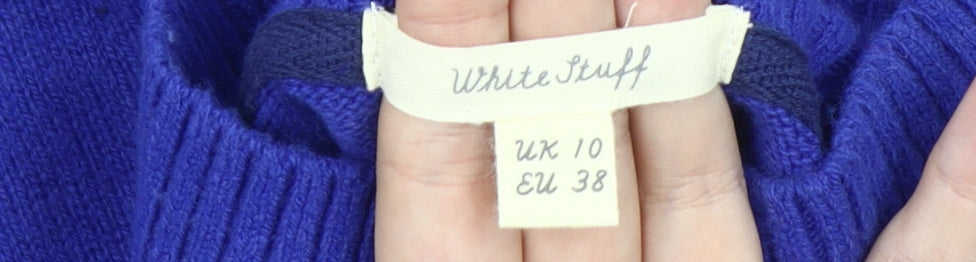 White Stuff Women's Blue Mock Neck Jumper Size 10
