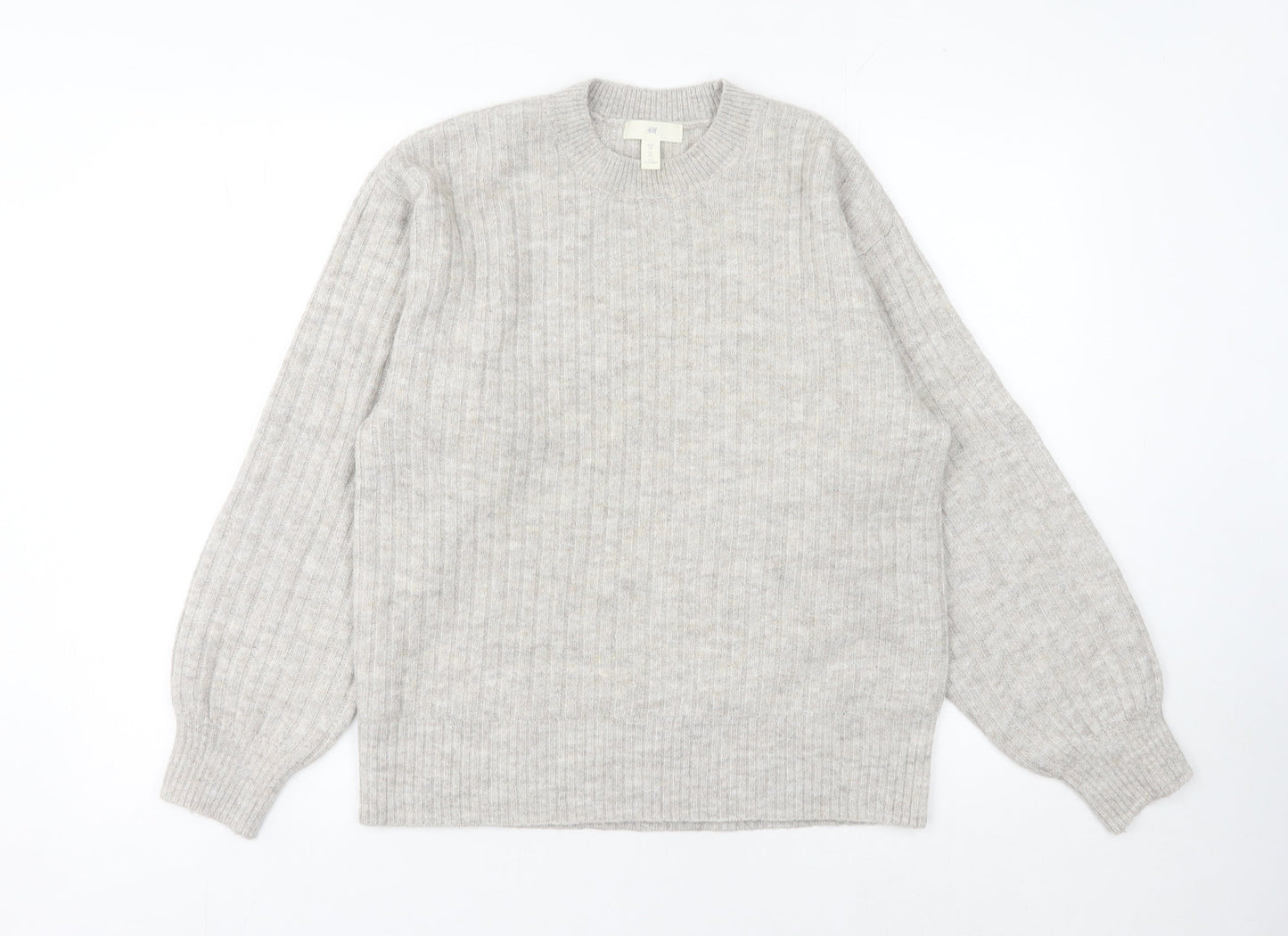 H&M Women's Beige Ribbed Pullover Jumper XS