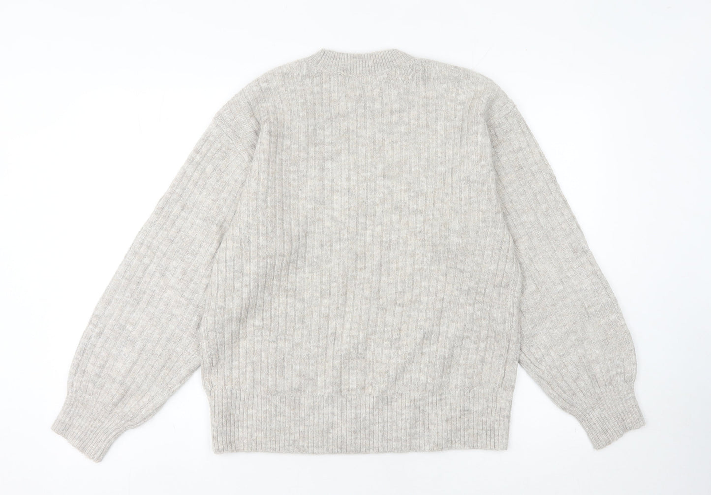 H&M Women's Beige Ribbed Pullover Jumper XS