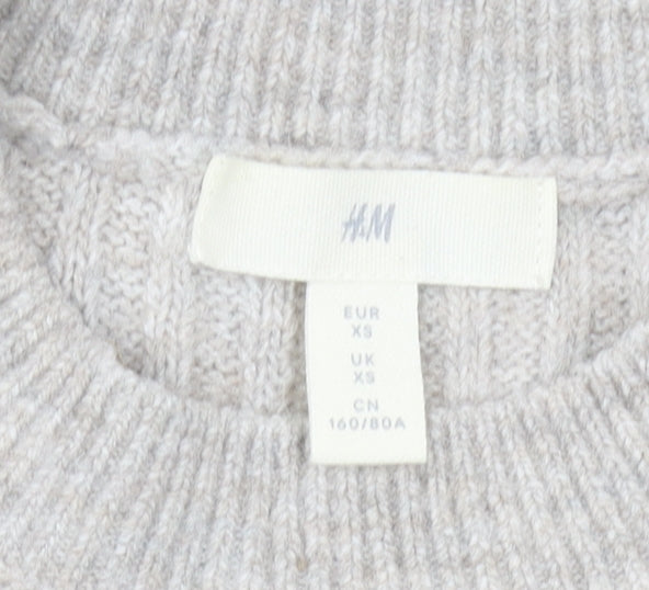H&M Women's Beige Ribbed Pullover Jumper XS