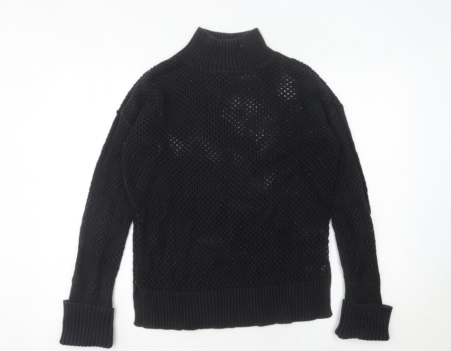 Next Black Open-Knit High Neck Jumper Size 10