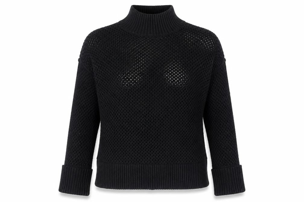 Next Womens Black Open-Knit High Neck Jumper Size 10