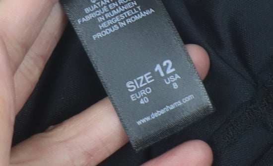 Debenhams Women's Black Slip Dress - Size 12