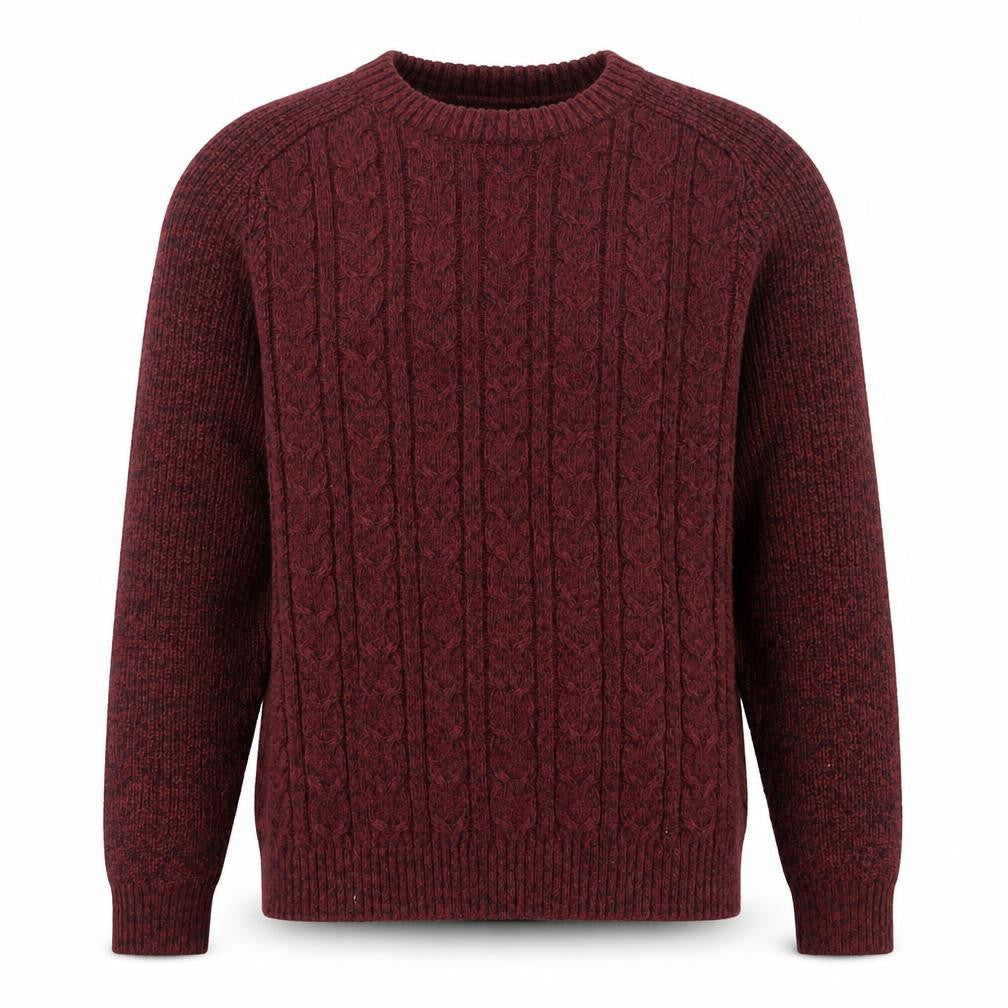 Front view of Primark Men’s Red Cable-Knit jumper, size S