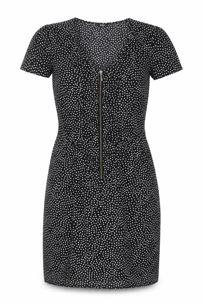 Front view of Marks & Spencer Women's Black Polka Dot Sheath Dress 14