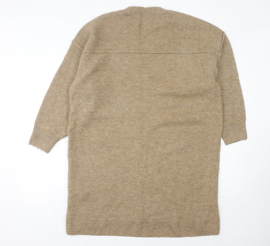 Superdry Women's Beige V-Neck Knit Dress Size 14