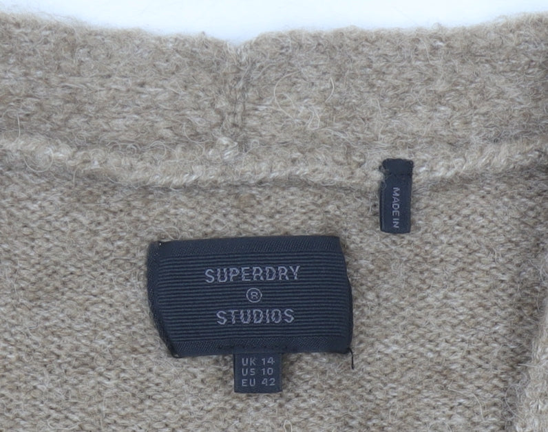 Superdry Women's Beige V-Neck Knit Dress Size 14