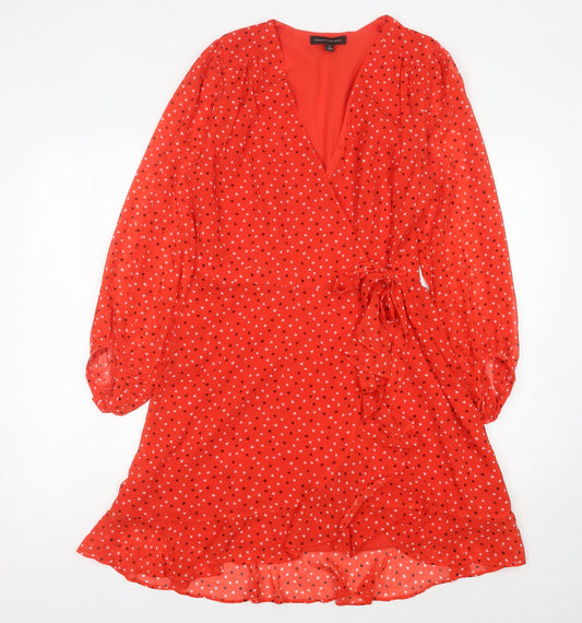 Banana Republic Women's Red Wrap Dress Size 6