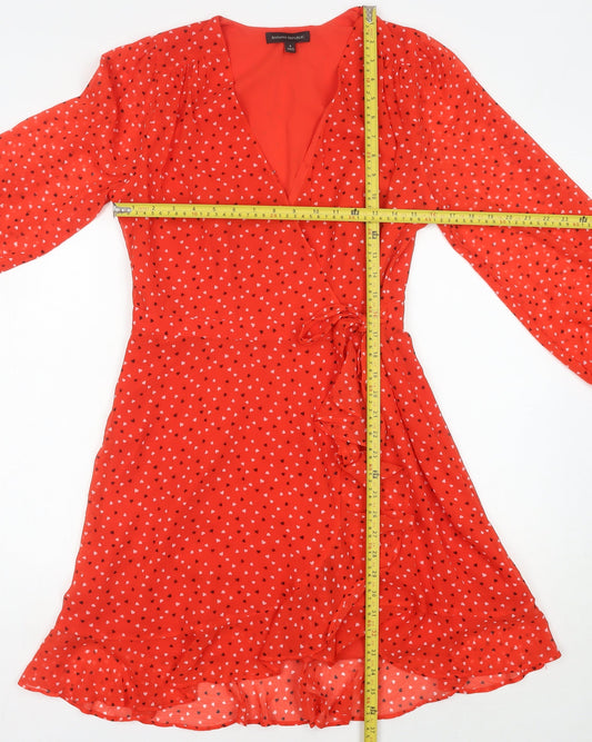 Banana Republic Women's Red Wrap Dress Size 6