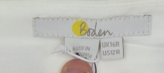 Boden Women's White Trousers, Size 16, Cotton, New