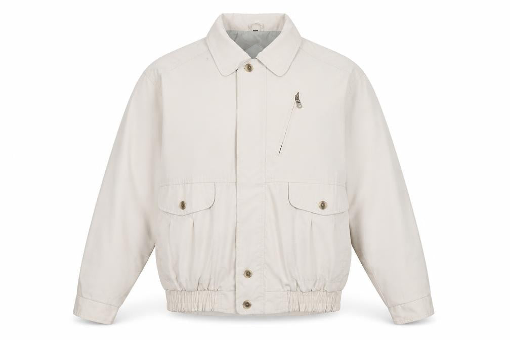 Front view of C&A Men's Beige Bomber Jacket Large Casual