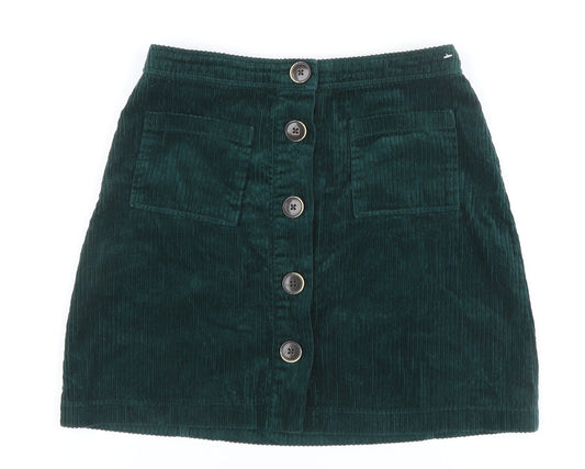Denim Co. Women's Green Corduroy A-Line Skirt, Size 8