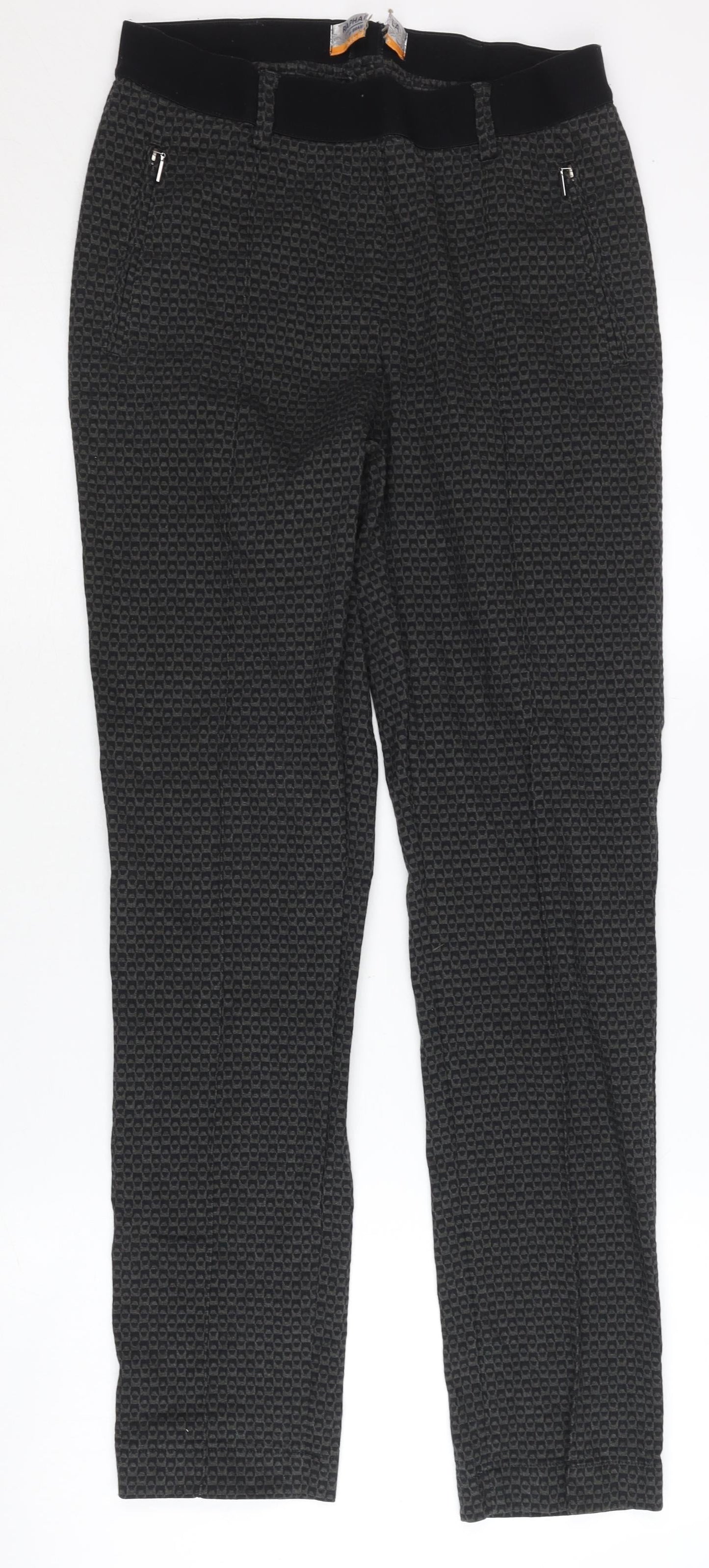 Raphaela by Brax Women's Black Geometric Trousers Size 10