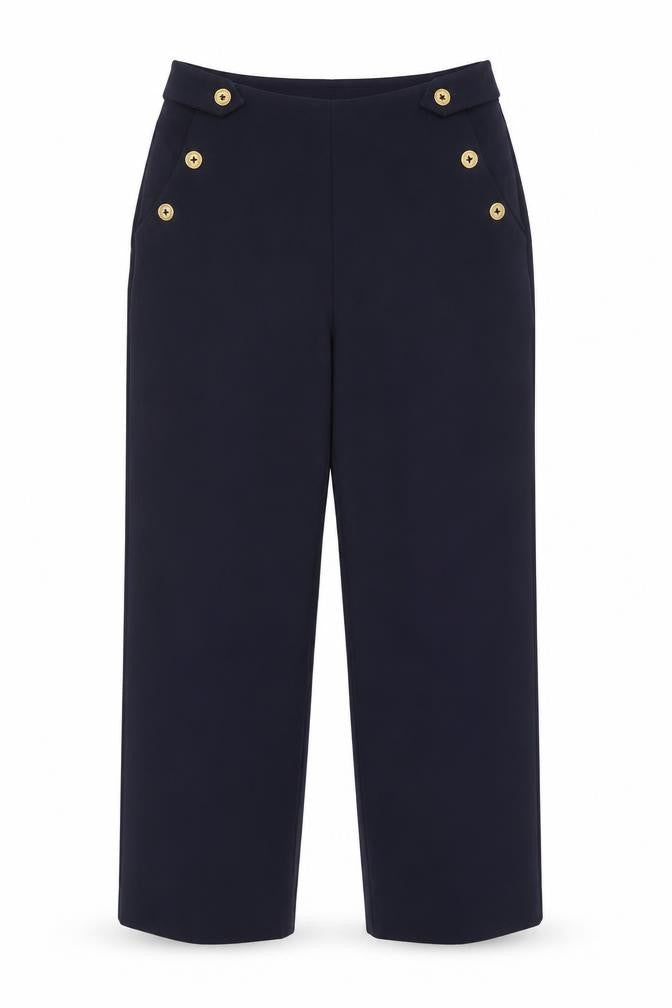 Front view of Forever New Women's Blue Straight Trousers, size 8