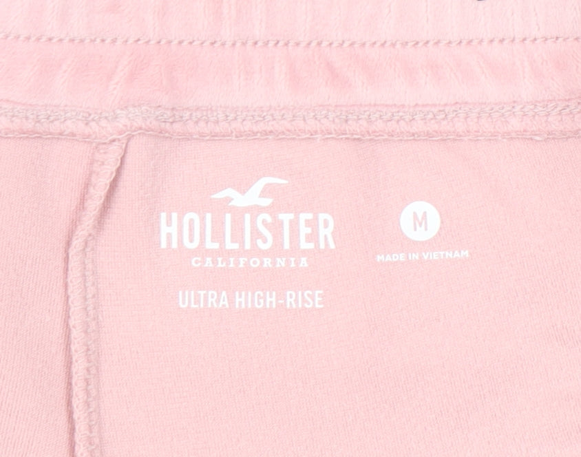 Hollister Women's Pink Velour Flared Trousers M
