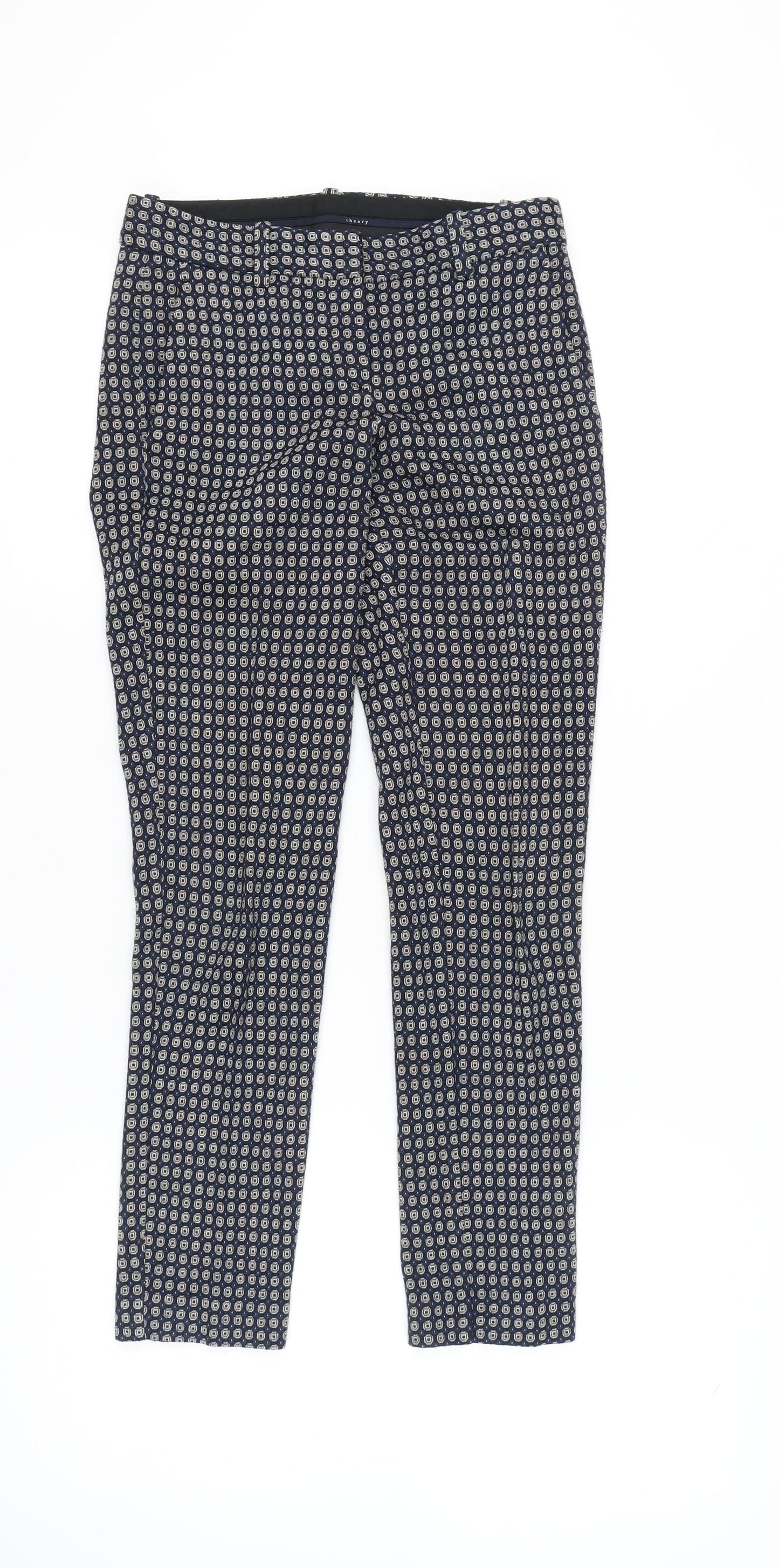 Theory Women's Blue Geometric Dress Pants 2XS