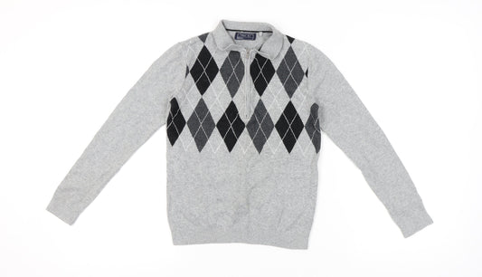 Next Boys Grey Argyle Jumper, Size 11 Years, Classic Style
