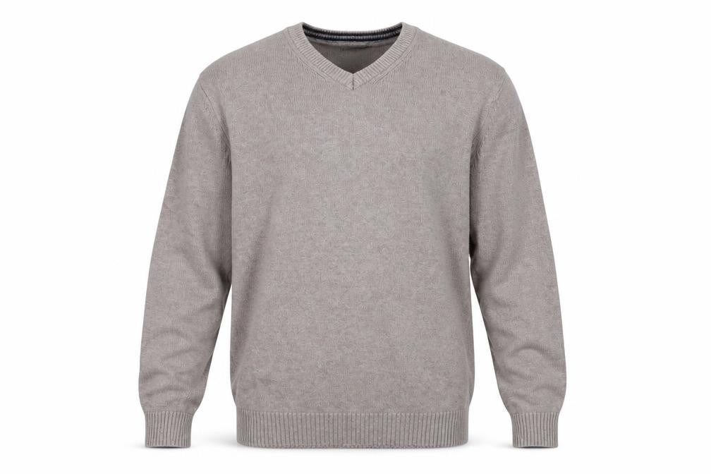 Front view of Maine New England Men's Beige Medium V-Neck jumper