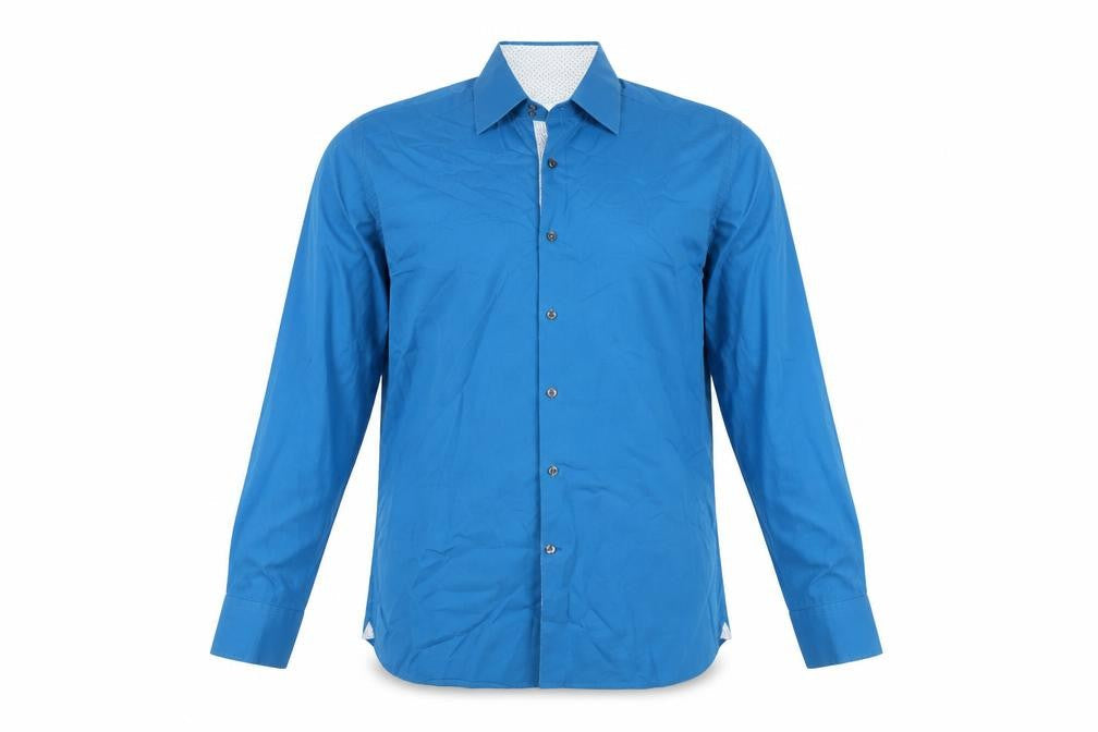 Marks and Spencer Men's Blue Long Sleeve Shirt, Size 16