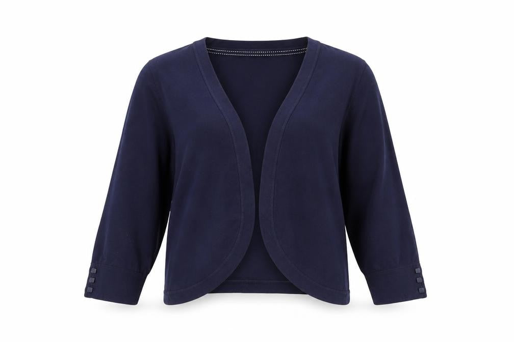 Front view of Monsoon Women's Blue Cardigan, size 14, Cotton Blend