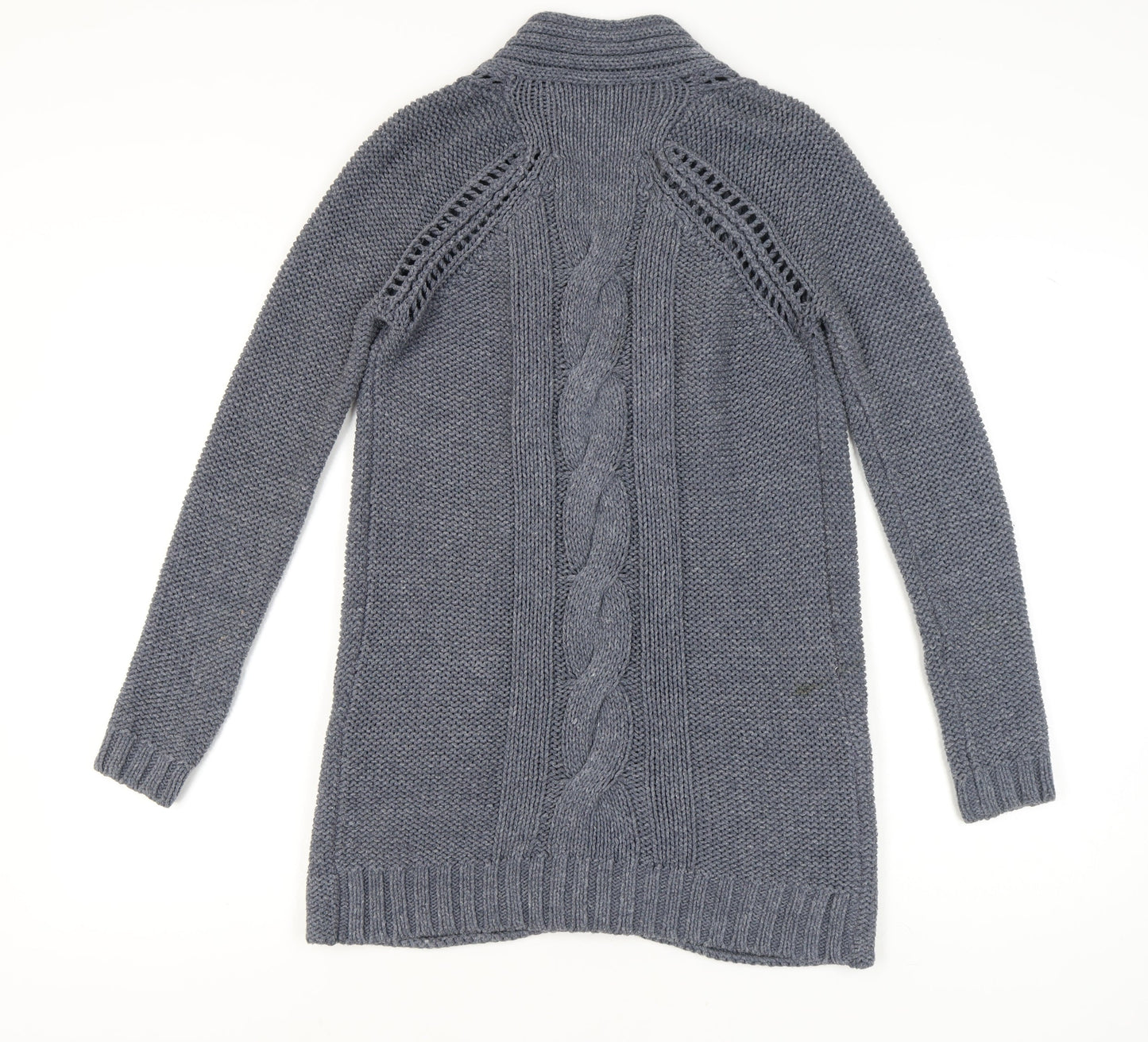 Fat Face Women’s Grey Open Front Cardigan Size 8, Open-Knit Style