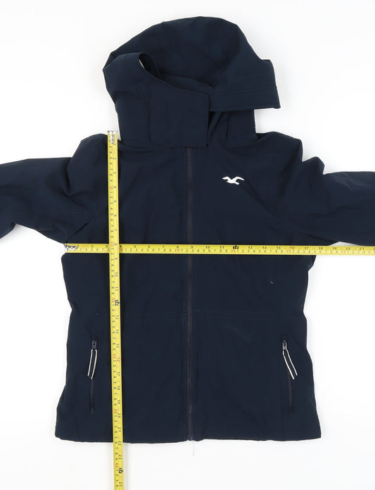 Hollister Women's Blue Hooded Jacket Size S