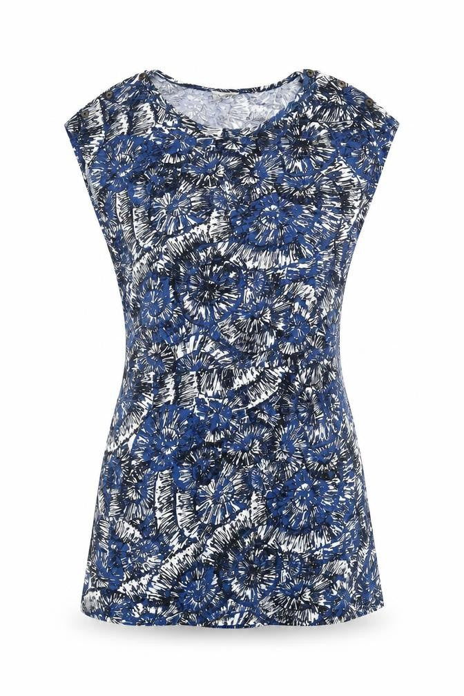Front view of Linea Women’s Blue Floral Sheath Dress, size UK 12