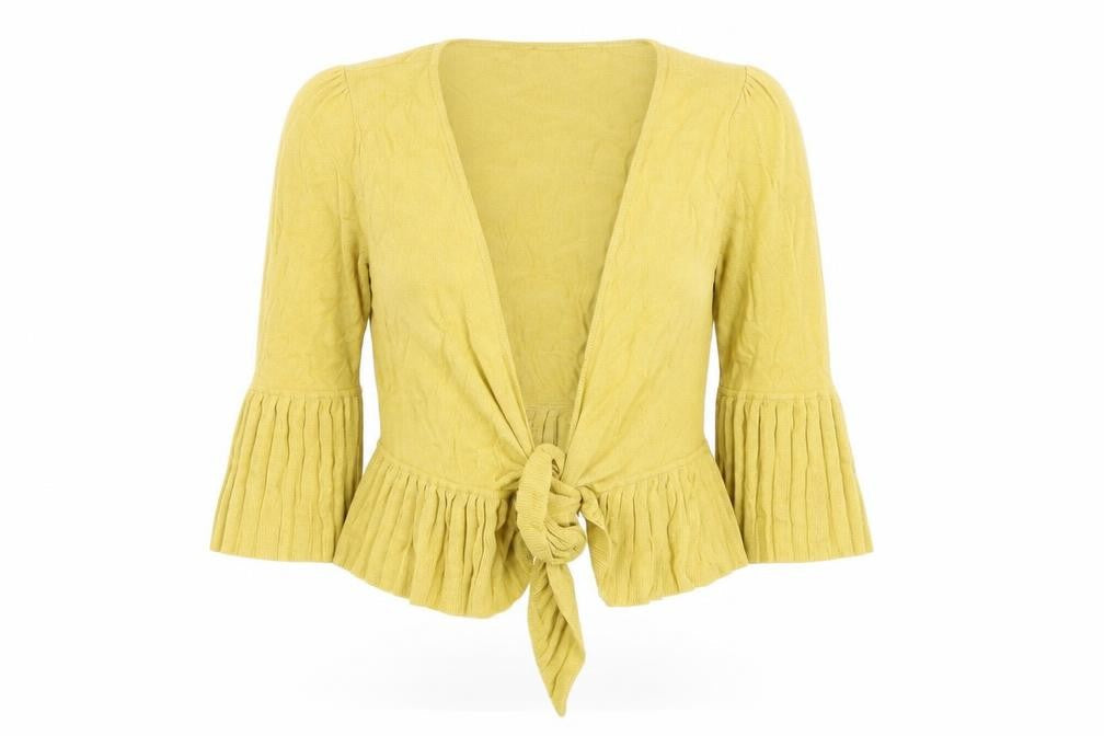 Betty Jackson Yellow Cardigan, Women's Size 10, Ruffled
