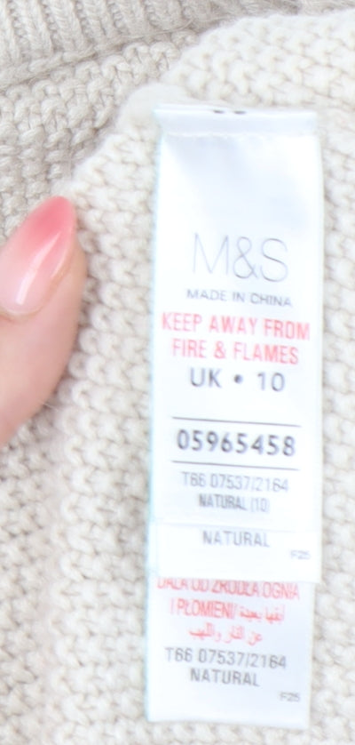 Marks and Spencer Women's Ivory Cable-Knit Pullover, Size 10