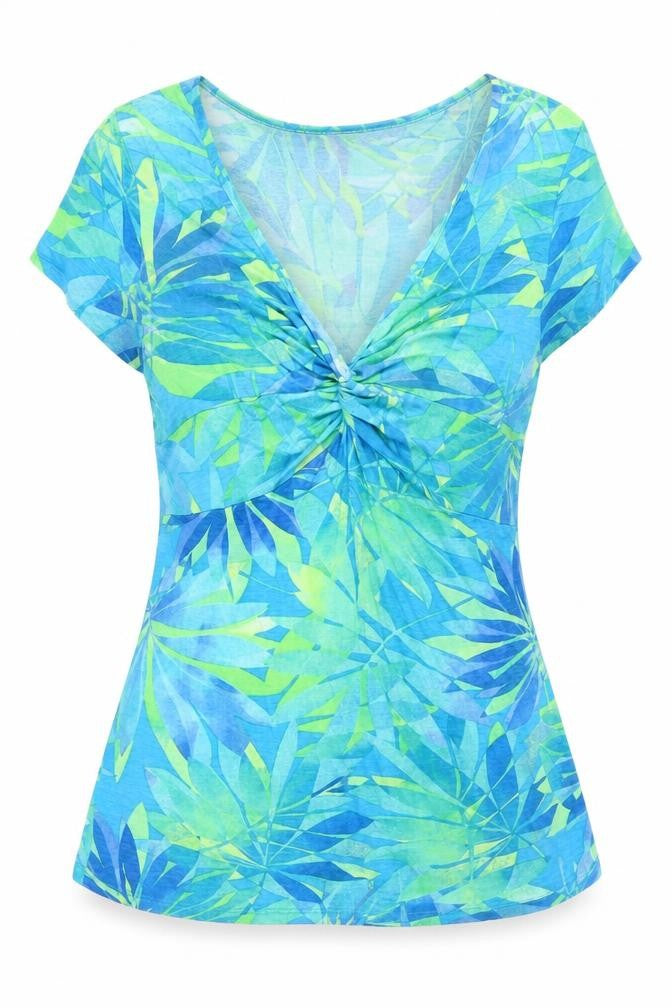 Wallis Women's Blue Floral V-Neck Tunic Shirt