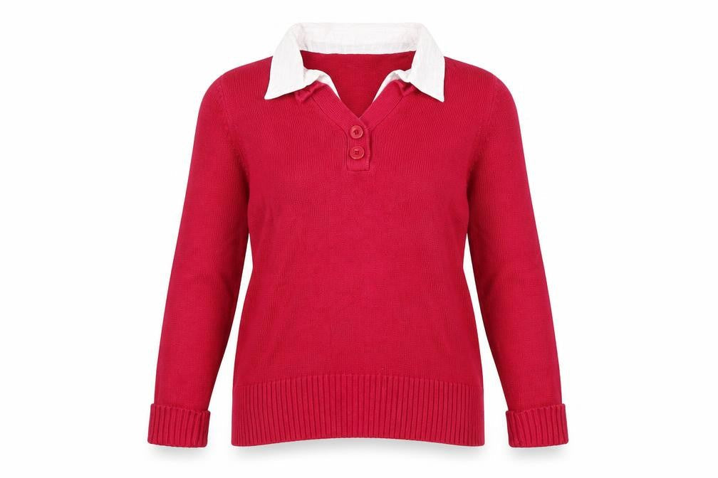 Marks and Spencer Women's Red Collared Jumper Size 16