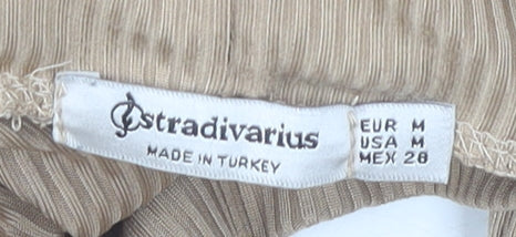 Stradivarius Women's Beige Mock Neck Long Sleeve Top