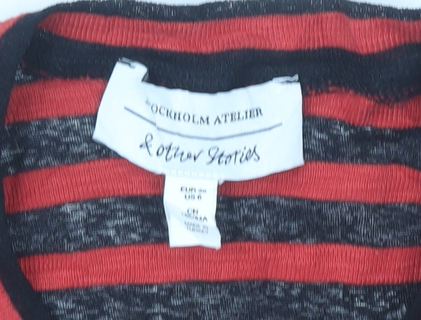 Women's & Other Stories Red Black Stripe T-Shirt Size 10