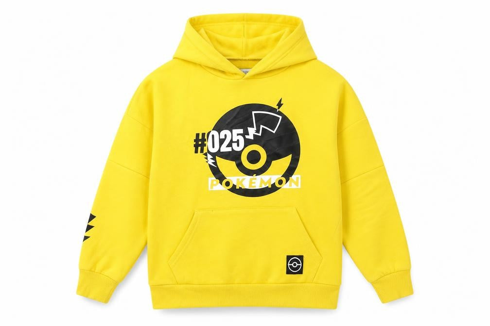 Front view of Pokémon boys’ yellow pullover hoodie 8-9 years