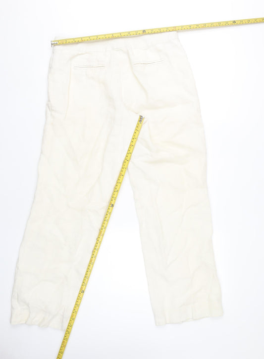 Brooks Brothers Women's Ivory Linen Trousers, Size L