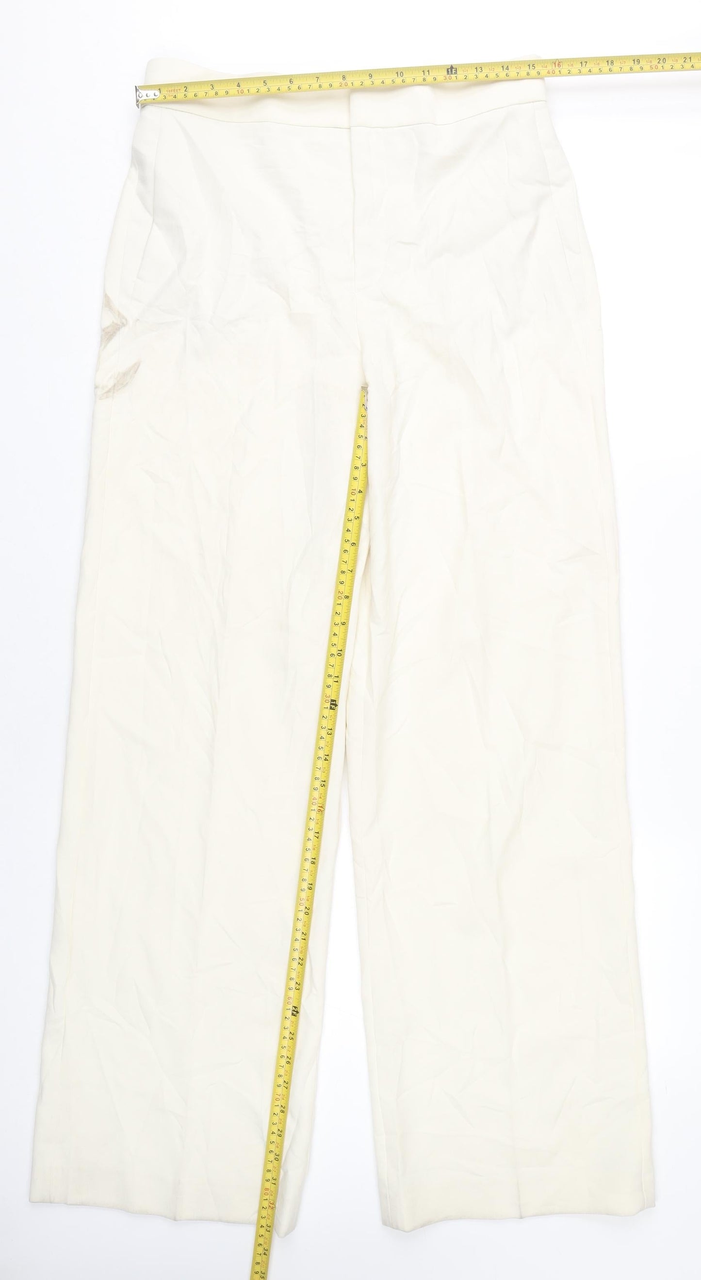 Zara Women's Ivory Straight Trousers Size 12
