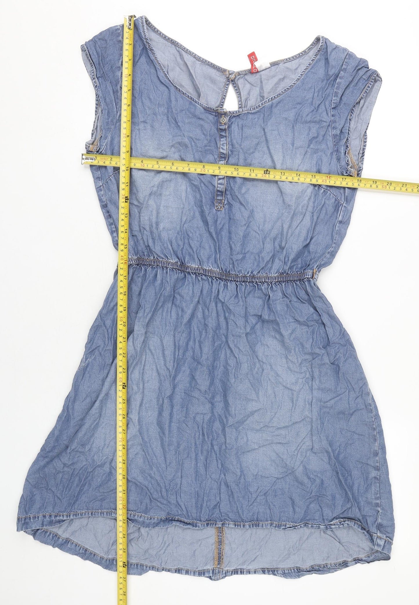 H&M Divided Blue Women's Denim A-Line Dress, Size 14